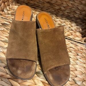 Lucky Brand Women's Sayvan Brown Suede Mules